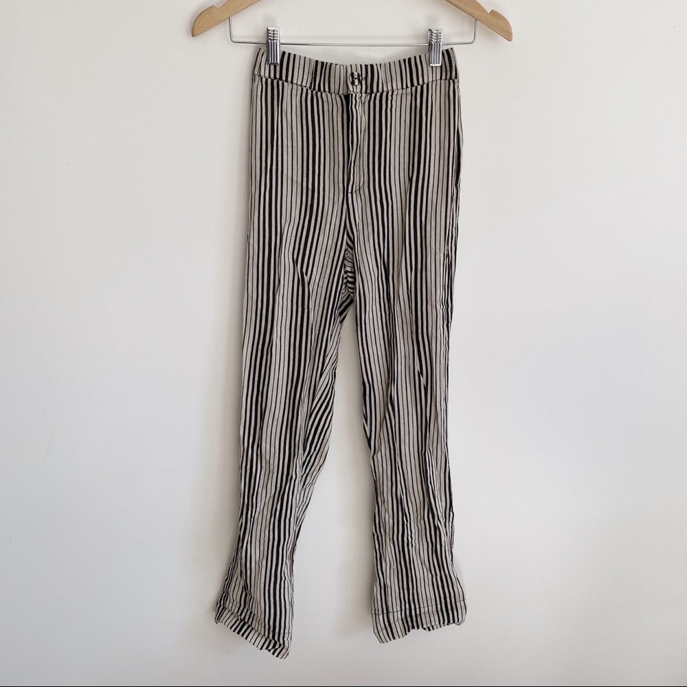 Brandy Melville Tilden Pants Black and White Stripped Button Zip Up Trousers - Picture 4 of 11